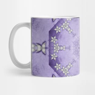 Silver flowers on deep purple textured mandala Mug